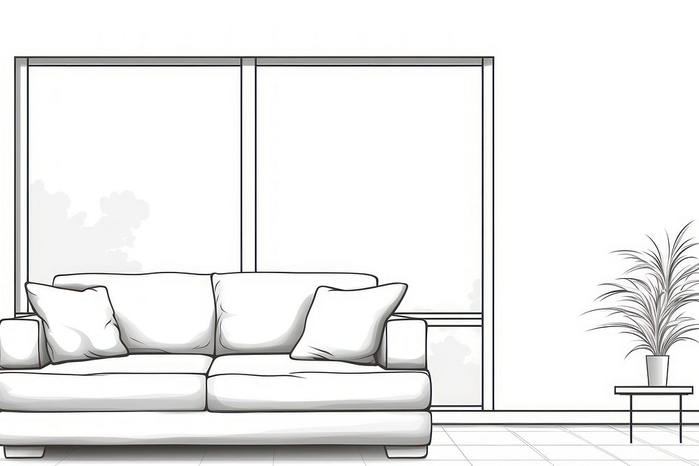 Big window architecture furniture sketch.