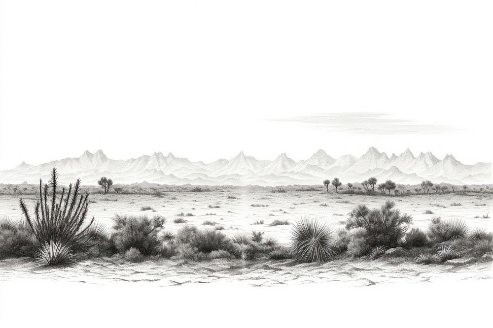 Landscape drawing desert sketch.