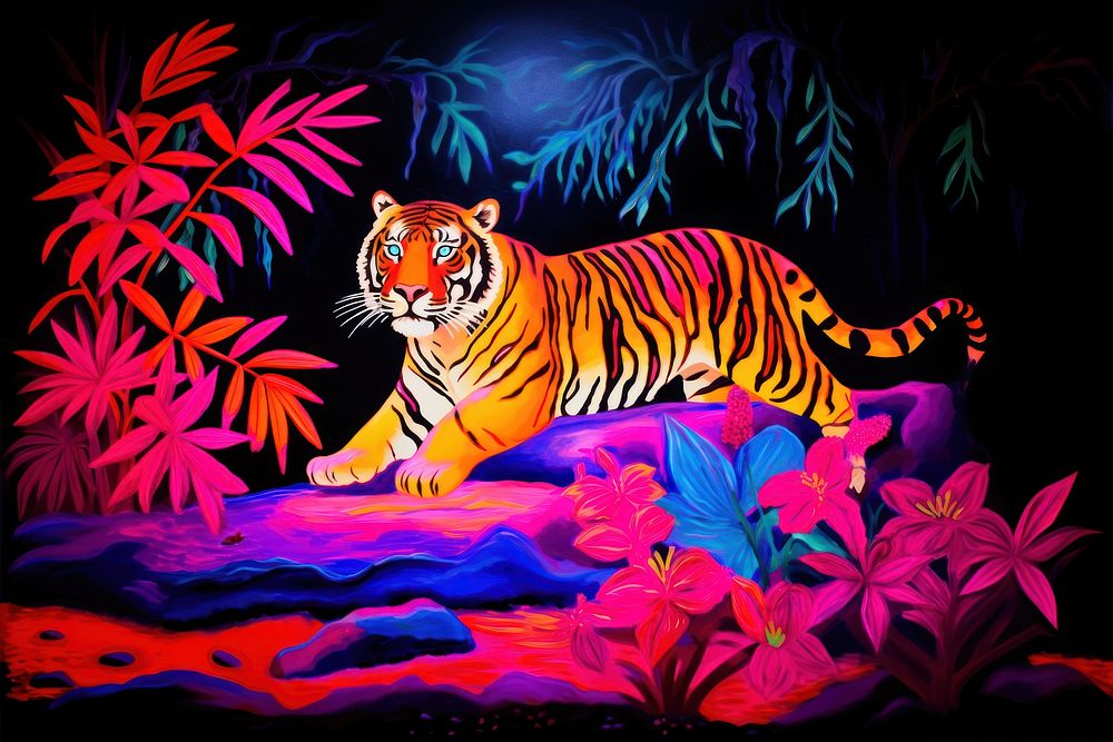 A tiger in the forest wildlife animal creativity.
