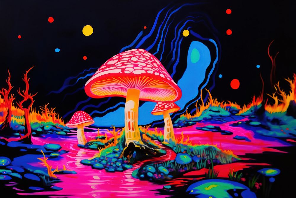 An isolated mushroom painting outdoors pattern.