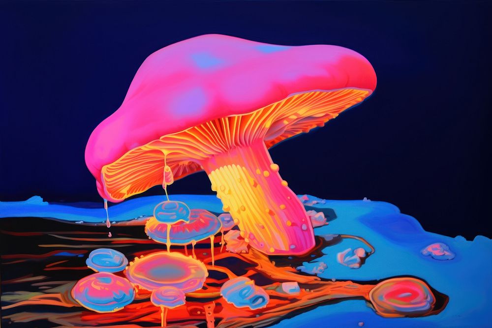 An isolated red mushroom jellyfish painting fungus.