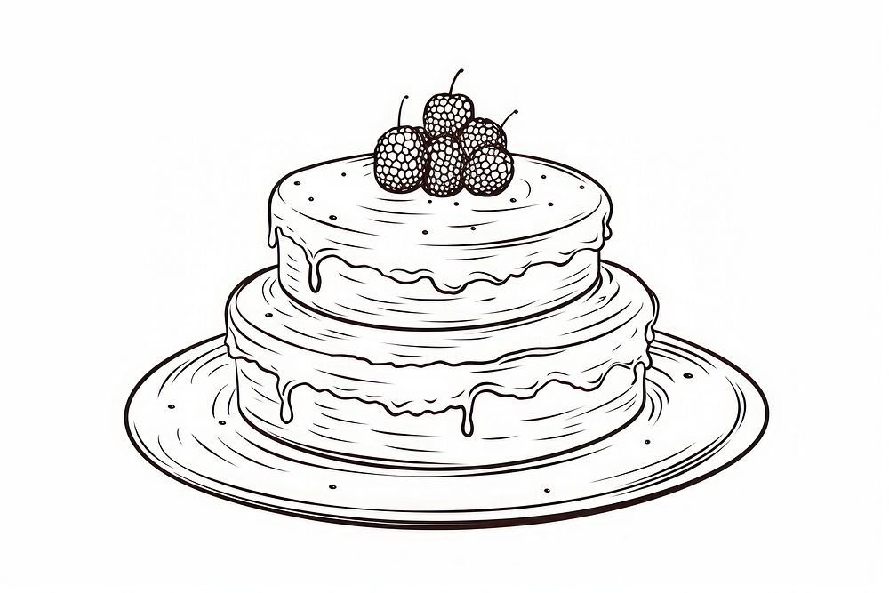 Cake cake dessert sketch.