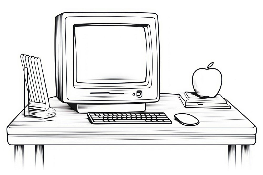 Computer computer furniture sketch.