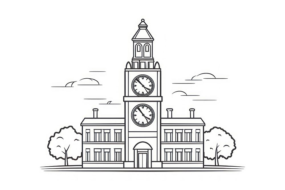 Clock tower sketch architecture building.
