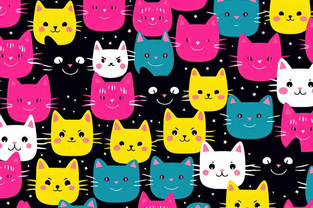 Cat cute pattern backgrounds mammal animal.