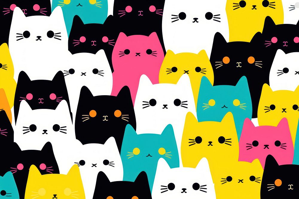 Cat cute pattern backgrounds mammal animal.