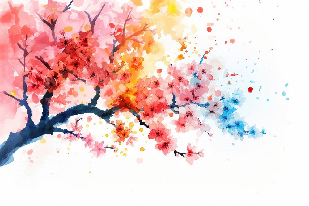 Acrylic paint cherry blossom backgrounds painting plant.