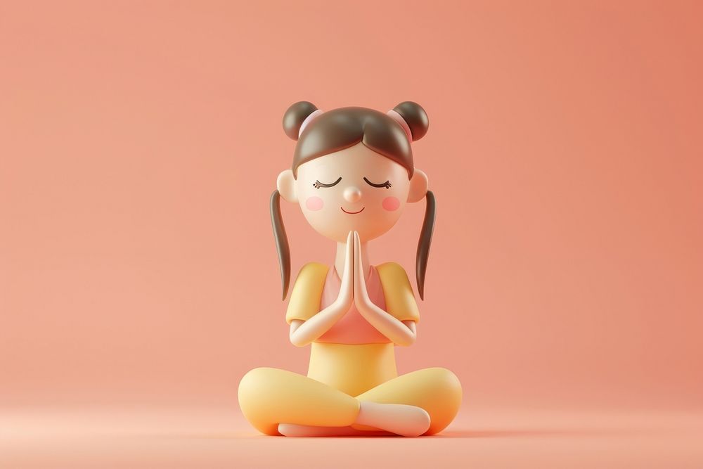 Woman doing yoga figurine cartoon representation.