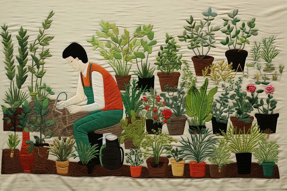 Gardening art pattern cartoon.