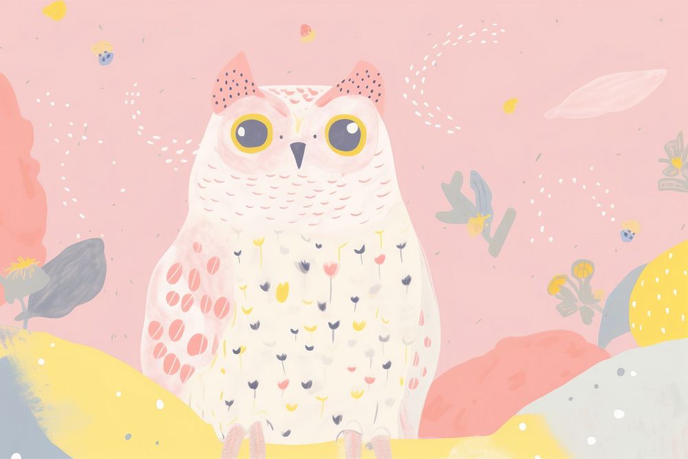 Memphis owl background drawing animal bird.