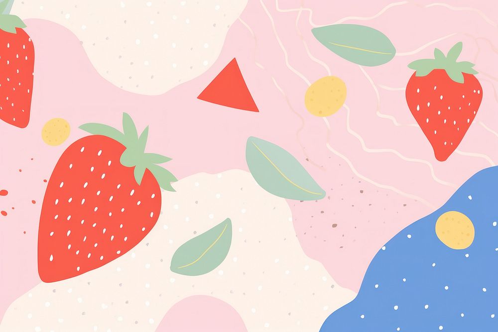 Memphis Strawberry background strawberry backgrounds pattern.