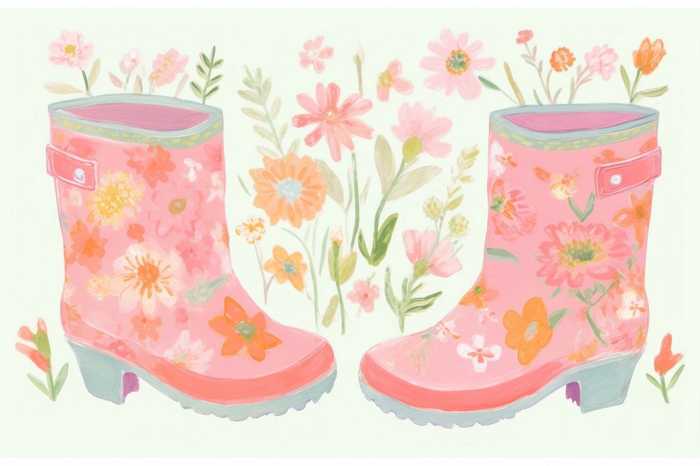 Rubber boots with flowers footwear shoe freshness.