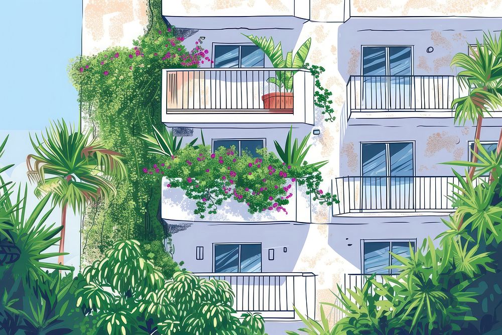 Balcony plant architecture apartment.