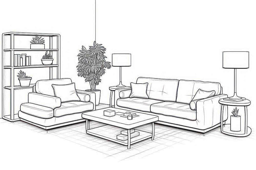 Furniture room furniture sketch architecture.