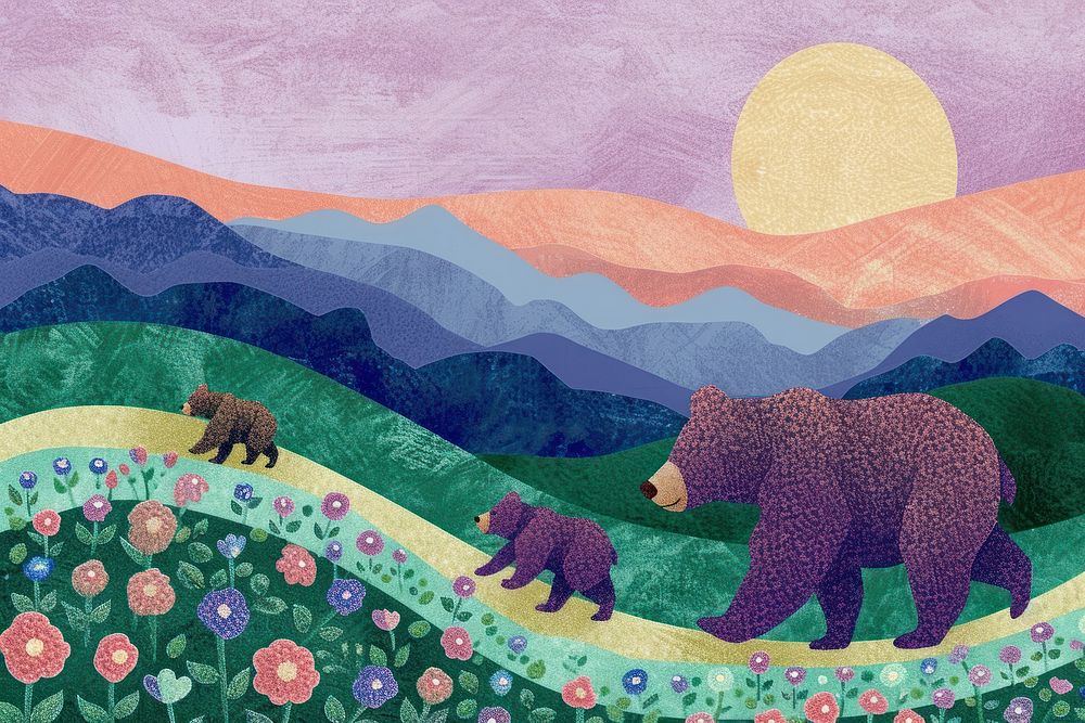 Bear art painting cartoon.