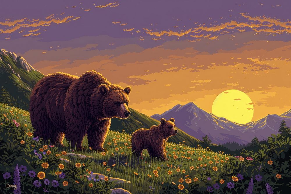 Bear landscape mountain wildlife.