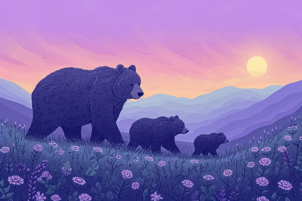 Purple bear wildlife outdoors.