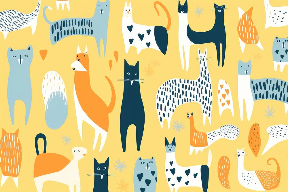 Stroke painting of background animal cute pattern backgrounds mammal line.