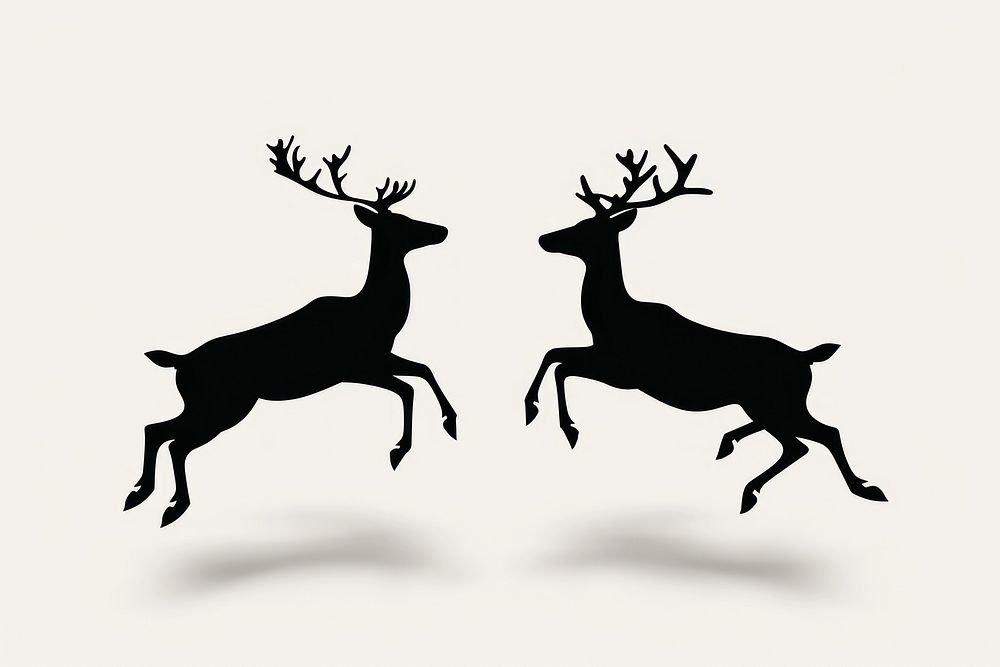 Silhouette jumping reindeer wildlife animal mammal.