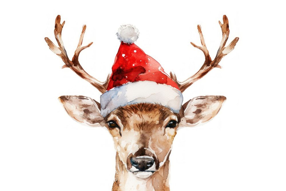 Watercolor reindeer christmas mammal animal.