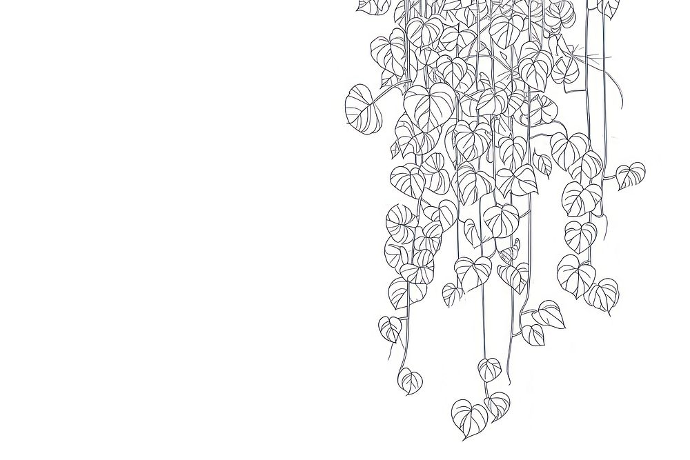 Minimal line hanging plant drawing backgrounds pattern.