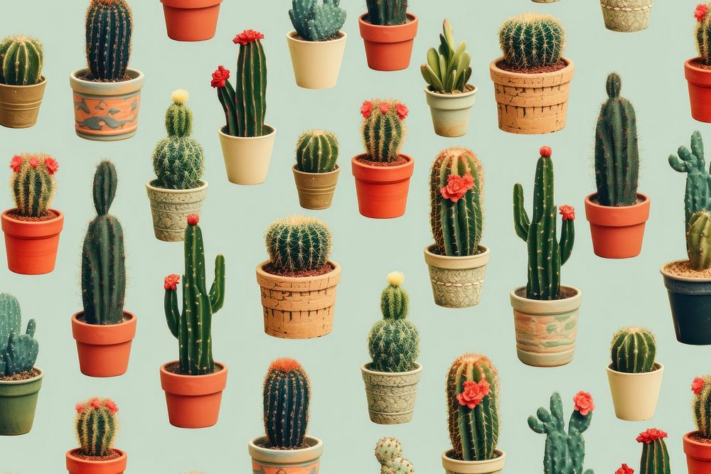 Cactus pattern plant arrangement backgrounds.