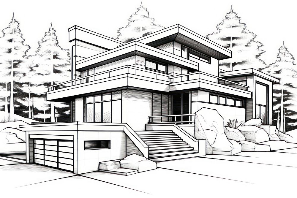 Modern House sketch house architecture.