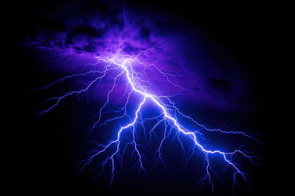 Lightning thunderstorm flash over the night sky lightning backgrounds outdoors.
