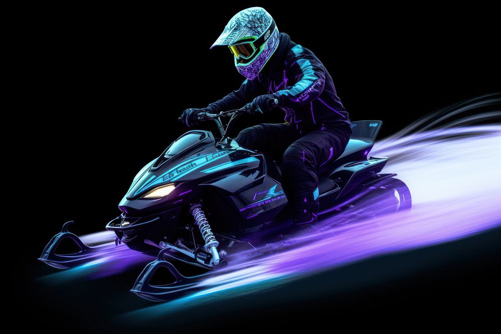 Snowmobile rider snowmobile motorcycle vehicle.