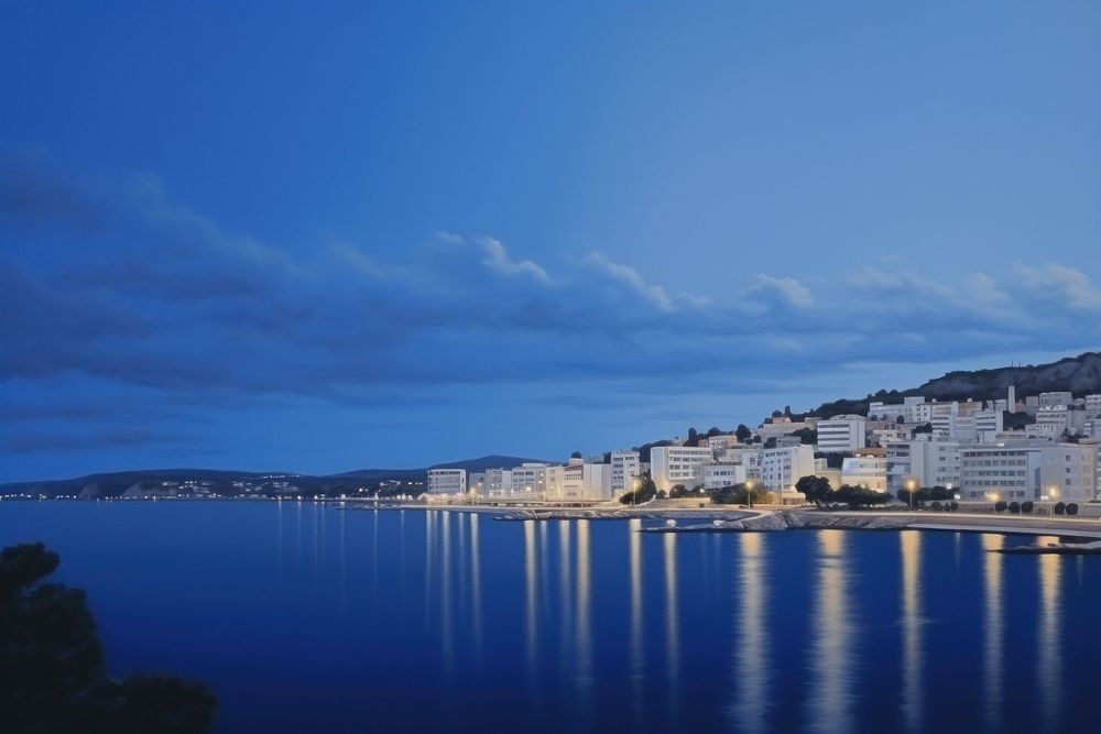 Mediterranean coast city architecture waterfront.