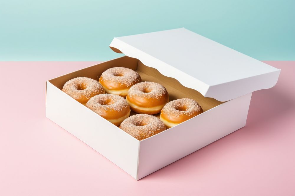 Blank white donut box food bagel confectionery.