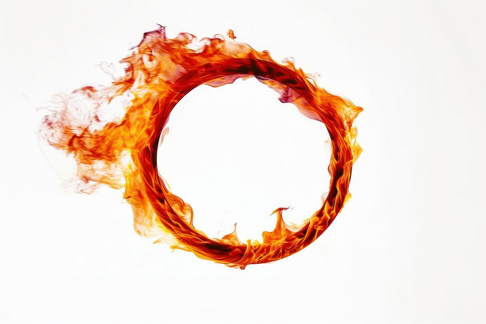 Loop on flame fire white background glowing.