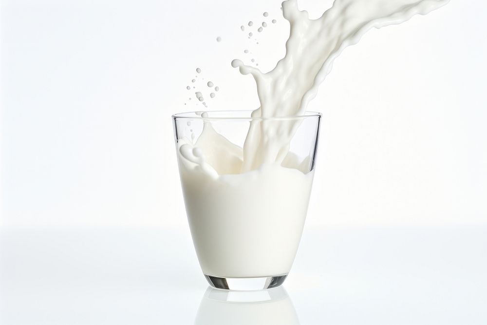 Glass of milk dairy white white background.