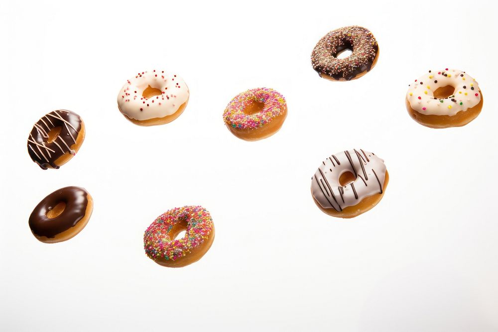 Donuts food white background confectionery.