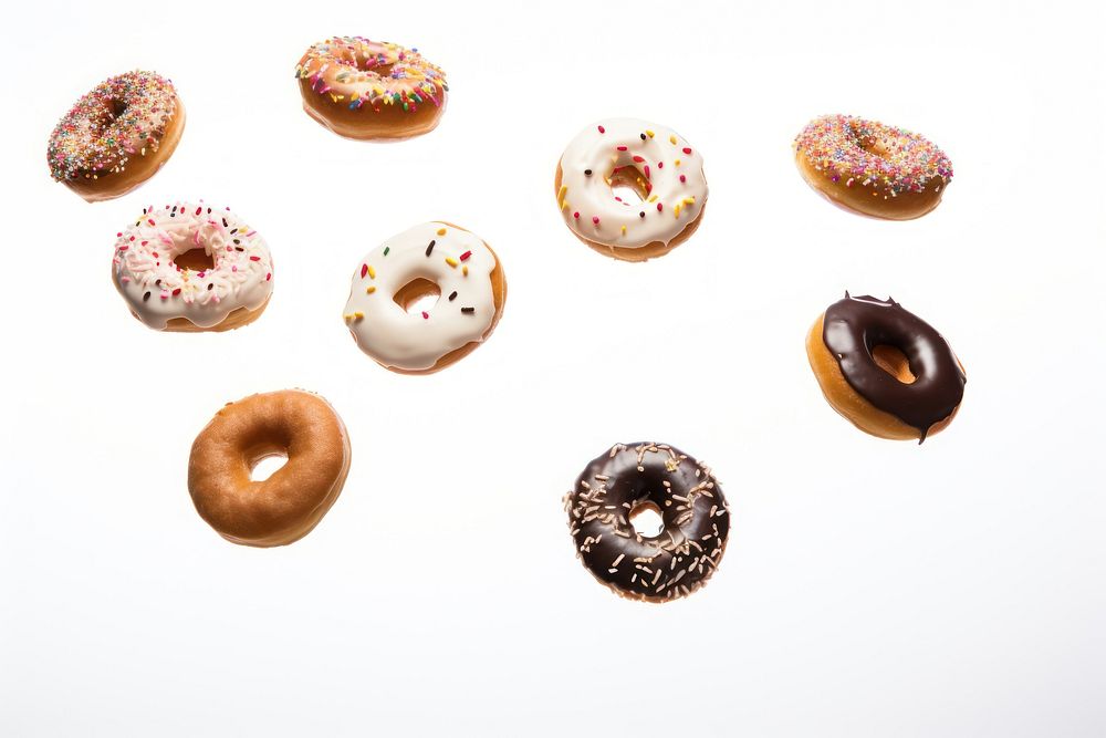 Donuts food white background confectionery.