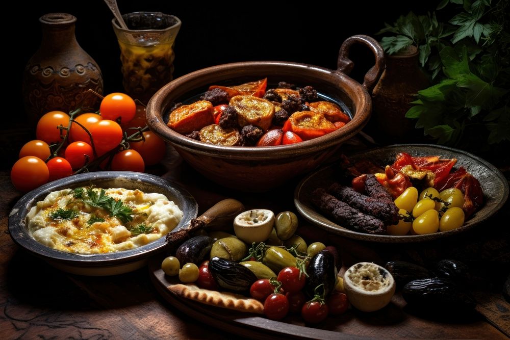 Mediterranean food plate meal meat.