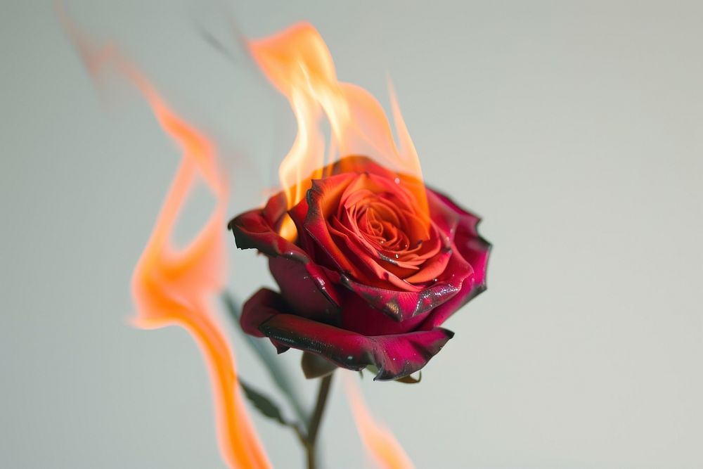 Rose on flame flower petal plant.