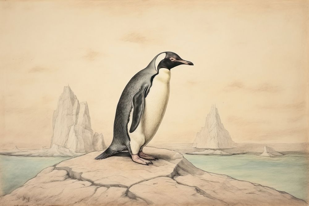 Drawing of penguin pencil animal sketch bird.