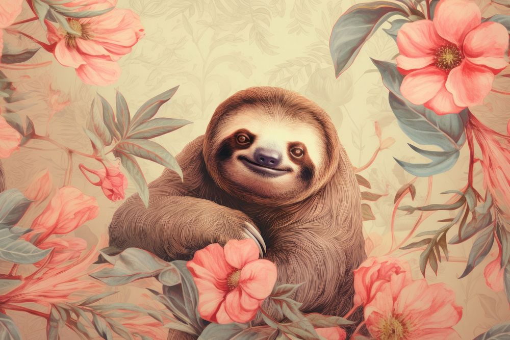 Sloth wildlife pattern animal.