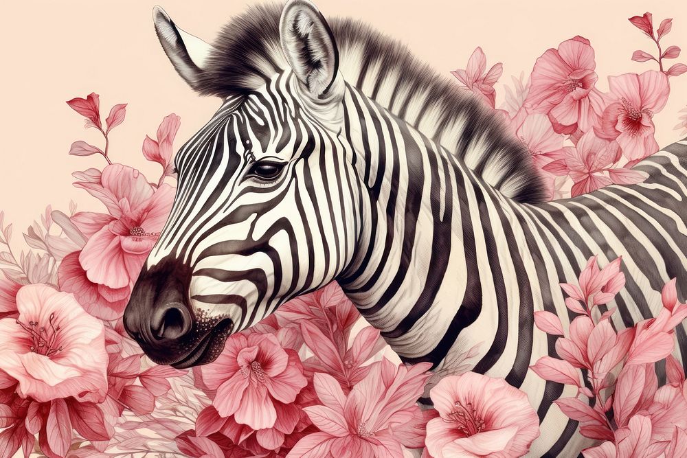 Zebra flower wildlife pattern.