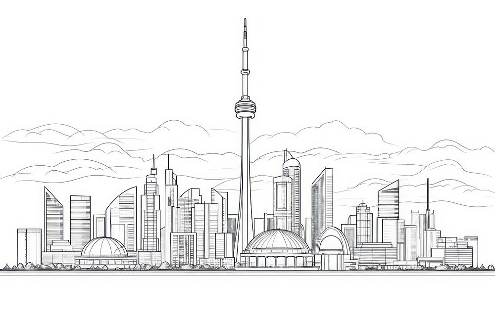 Sky City sketch city drawing.
