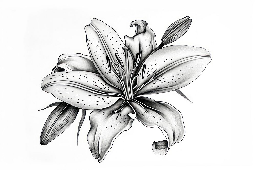 Lily flower tattoo drawing sketch plant.