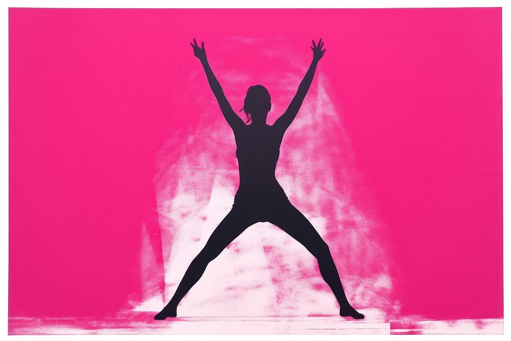 Woman doing yoga dancing sports pink.