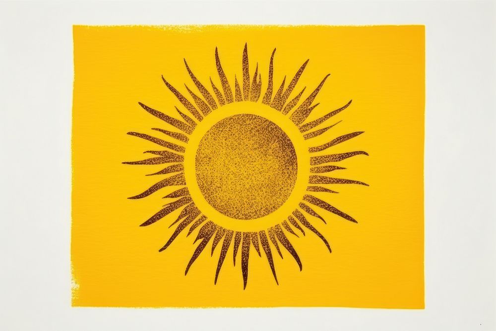 Silkscreen of a vivid yellow color sun sunflower art creativity.