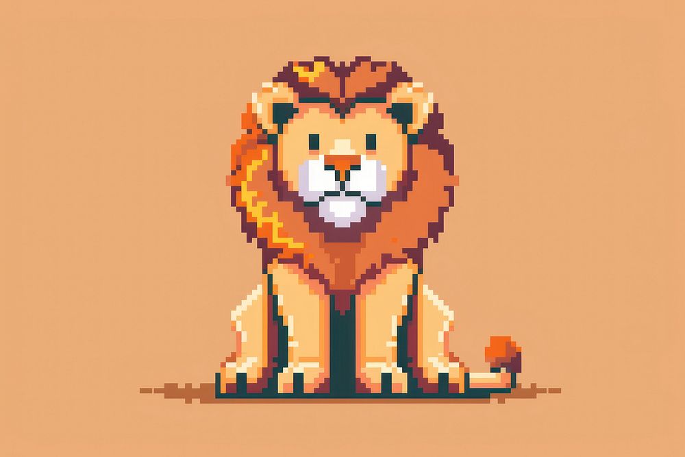 Lion pixel animal mammal creativity.