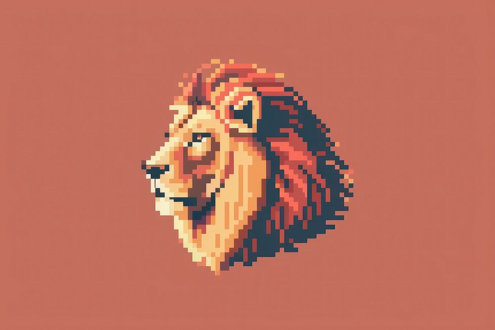 Lion pixel art mammal representation.