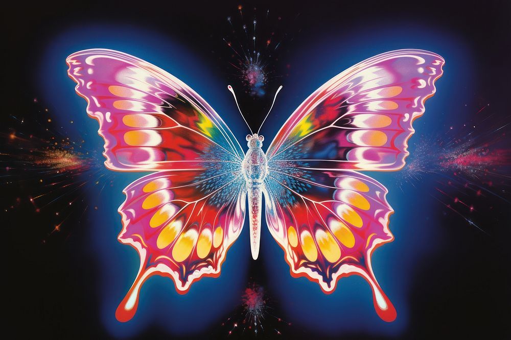 Airbrush art of a butterfly animal insect bright.