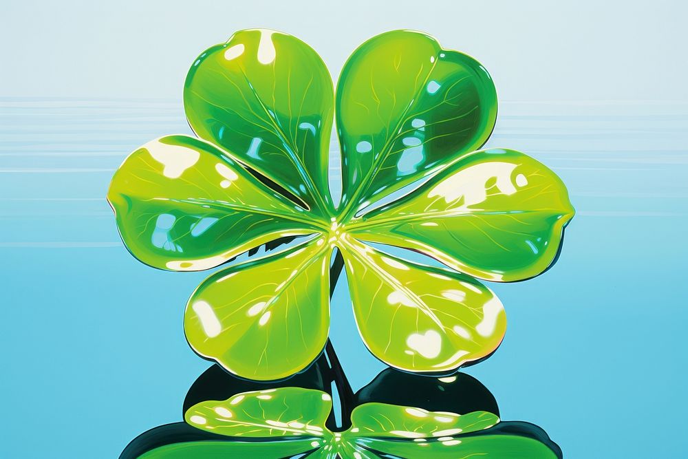 Airbrush art of a clover leaf plant green chandelier.