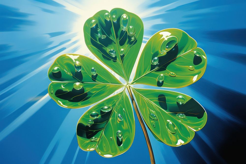 Airbrush art of a clover leaf outdoors nature green.