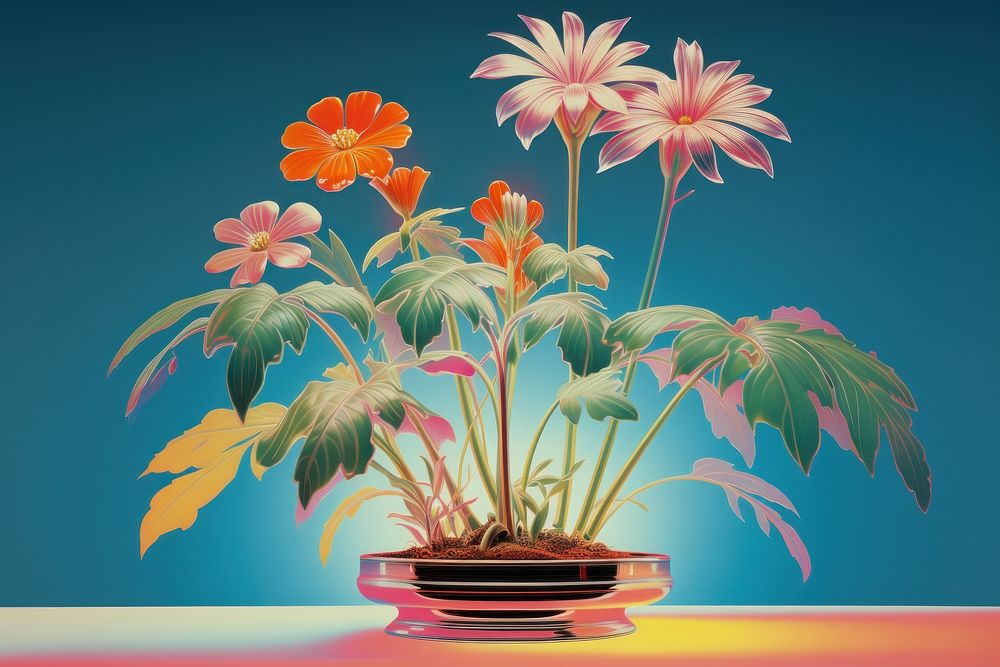 Airbrush art of a little plant flower petal houseplant.